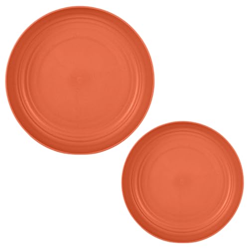 Image of Lightweight & Reusable Plates for Kitchen Salad Dessert Fruit Cakes Camping Daily Use Desserts, Dinner, Salads, Noodles, Pasta Microwave and Dishwasher Safe (20cm+23cm, Orange, Pack of 2)