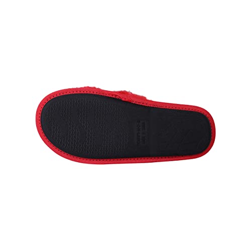 Image of FOCO Womens NFL Team Script Wordmark Fuzzy Cross Slide Slippers