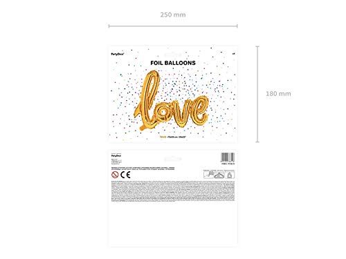 PartyDeco Folienballon LOVE – 140x35 Cm, Roségold, 4 Buchstaben-Ballons Für Hochzeit, Verlobung & Valentinstag