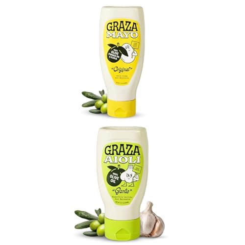 Graza Original and Garlic Aioli Mayonnaise Combo in Squeeze Bottle