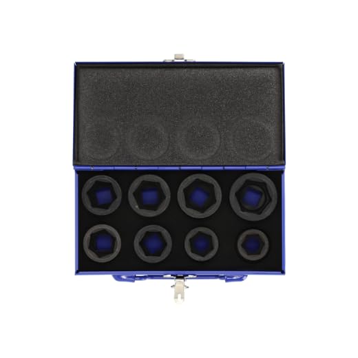 Coffret de 8 douilles à choc 3/4六角公制 24 à 38mm en boîte métal robuste - 3