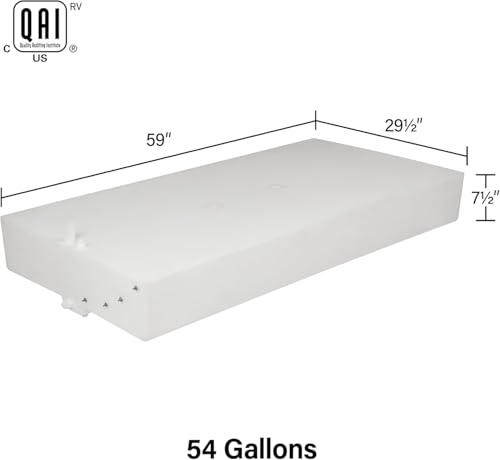 Image of 54 Gallon RV Fresh Water Tank, Potable Water Storage Tank for Drinking, Cooking, Cleaning, Showering, for Campers, Trailers, Motorhomes, RVs, Low-Profile Shape, 59 inch x 28.5 inch x 7.5 inch (WT-1438)