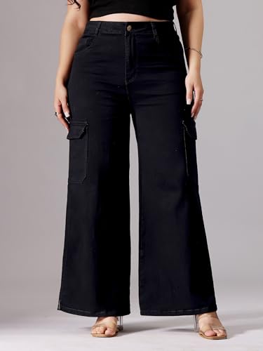 Image of Miss Chase A+ Women's High Rise Regular-Length Stretchable Denim Wide-Leg Shaping Jeans