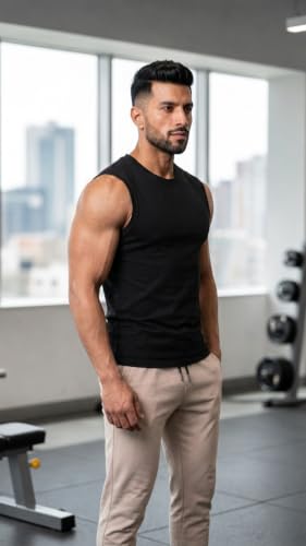 Image of CHKOKKO Gym Sleeveless T Shirt for Men Workout Compression Tanktop Sando Cut Sleeves Tees Gym Vest for Man Athletic Dry Fit for Sports Fitness & Exercise