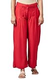 W for Woman Pantalon parallèle extensible taille moyenne pour femme, rouge, 36