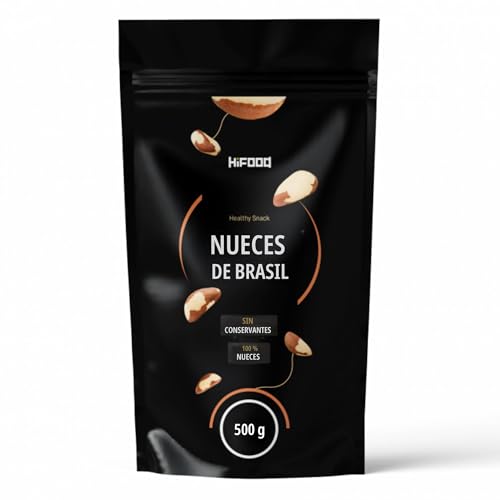 HiFood nueces de Brasil 500 g – nueces de Brasil enteras (Brazil Nuts), naturales, formato grande, veganas, sin aditivos, uso versátil en cocina y repostería