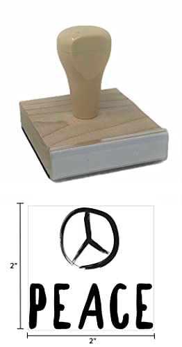 Peace Sign Rubber Stamp, 2 X 2" Wood Stamp #TOP3