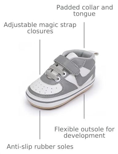 Image of Clowora Unsex Baby Shoes Boys Girls Infant Sneakers Non-Slip Soft Rubber Sole Toddler Crib First Walker Lightweight Shoes