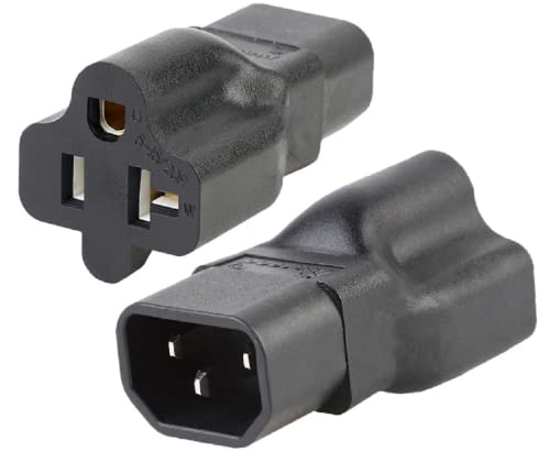Image of Toptekits C14 to 5-15R /5-20R Comb AC Power Adapter,2-in-1 IEC C14 15Amp to T Blade 20Amp AC Power Converter (C14 to 5-15R /5-20R)