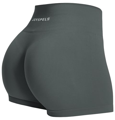 Image of JOYSPELS Seamless Gym Shorts for Women High Waist Booty Running Cycling Yoga Sports Workout Womens Activewear Shorts UK Dark Shadow Grey S