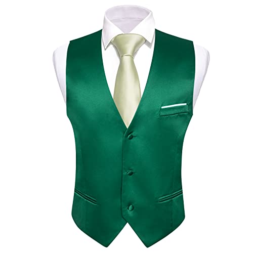 Image of Barry.Wang Vest for Men Business /Leisure Dress Suit Vests V-neck 2 Pockets Wedding Party Tuxedo Satin Waistcoat