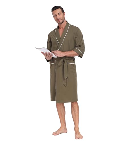 CF Mens 100% Cotton Pajamas Set Sleepwear Button Down Pj Sets Long Sleeve Lounge Set Soft Nightwear with Pockets & Front Fly2