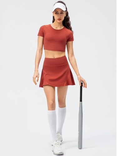 Yuerlian Saias femininas plissadas de tênis de cintura alta esportivas atléticas para corrida e golf