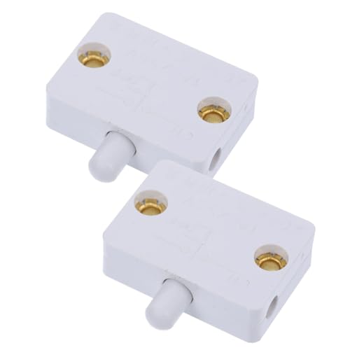 SEWACC 2 piezas Interruptores de Puerta para Armarios Botón Mecánico Blanco Control Off para Luces de Cocina Despensa y Armario Fácil Instalación Compacto para Interiores