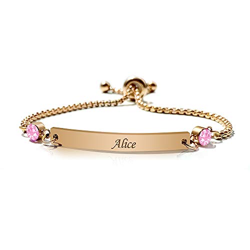 Custom Bracelets for Women Birthstone Bracelets Personalized Name Bracelet Birthday Gifts for Women Engraved Friendship Bracelets Mothers Day Christmas Mom Sister Bridesmaid Girlfriend 13th 18th 21st 30th