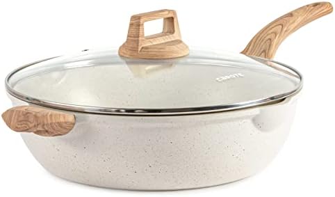 CAROTE 6.5 Quart Deep Frying Pan Nonstick Saute Pan With Lid Deep Skillet Pan 12.5 Inch, PFOA Free