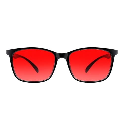 TIJN Sleep Glasses for 99.9% Blue Green Light Blocking Dual AR Coatings Red Lens for Computer Gaming Reduce Eyestrain, TR90, Black
