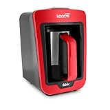 Fakir Kaave Steel – Türkische Mokka-Maschine I Elektrische Kaffeemaschine mit 4 Tassen Fassungsvermögen I Inklusive Messlöffel I Einfache One-Touch-Steuerung I 735 Watt I Rot/Edelstahl