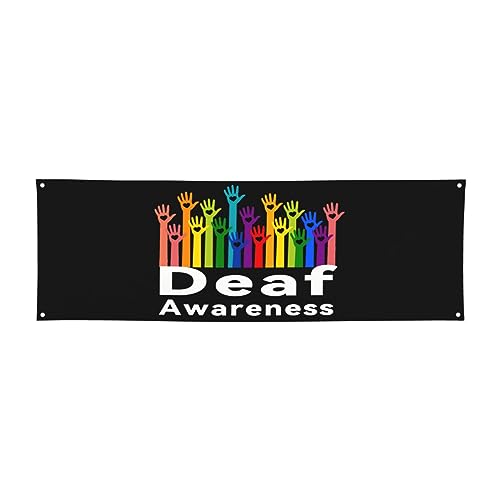 Deaf Awareness Month Banner 24x71in Decorations Porch Yard Signs Tapestry Backdrops Party Decor Supplies Background Flag
