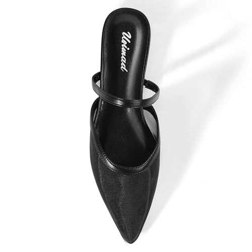 USIMAD Mesh Mule Flats for Women with Arch Support Pointed Toe Memory Foam Insole Casual Comfortable Shoes3