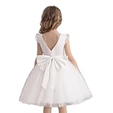KAQININI Flower Girl Dress Toddler Infant Baby Girl Wedding Guest Ruffle Tulle Satin Party Birthday Pageant Gown