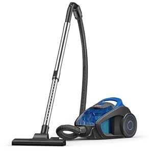 Beutelloser Staubsauger, leistungsstark, 1200 W, Saugleistung 15.000 PA, Kabel 5 m, spezielle Düse mit negativen Ionen, gegen Milben, leise und kompakt, für harte Böden, Teppiche, Sofas und Tierhaare