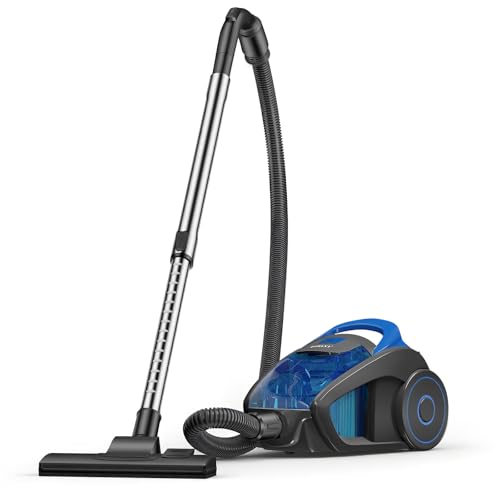 Aspirateur Traîneau Sans Sac Puissant 1200W, Aspiration 15000PA, Câble 5m, Buse Spéciale à Ions Négatifs Anti-Acariens, Silencieux et Compact pour Sols Durs, Tapis, Canapés et Poils d'Animaux (1,5L)