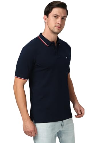Image of Van Heusen Athleisure Men Solid Cotton Polo T-Shirt with Pocket - Side Slit, Half Sleeve, Regular Fit