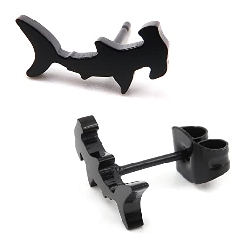 Steelmeup Stainless Steel Sea Ocean Animals Marine Life Black Silver Silhouette Post Stud Earrings