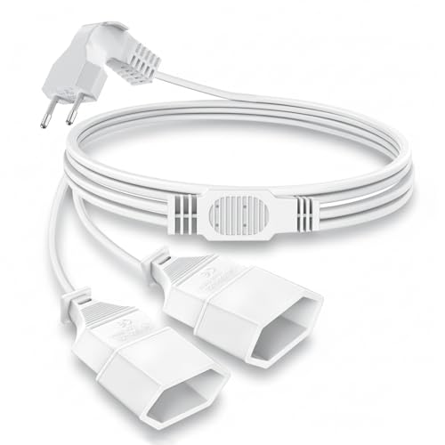 Cable alargador eléctrico de 3 m, alargador 2 en 1 con Enchufe Europeo, Clavija Tipo C, Cable de alimentación, Plano 250 V/2,5 A, alargador Plano para televisor, Ordenador Personal, Ordenador.