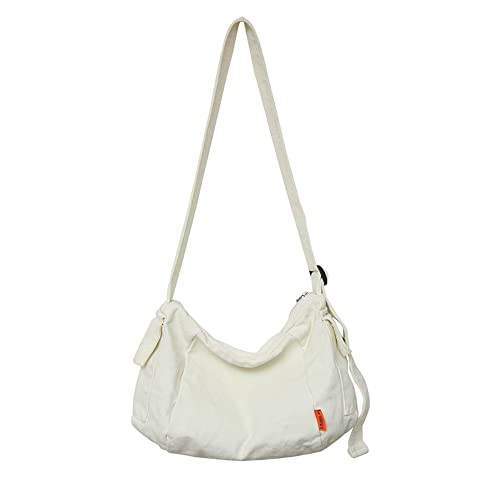 FRVXO Women's Crossbody Bag Medium Travel Shoulder Bag Fashion Purse Canvas Messenger Bag for Women and Men (Beige)