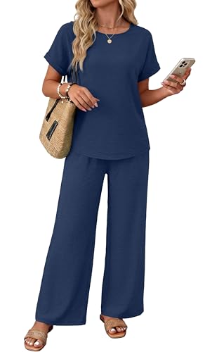 XIEERDUO Womens Lounge Set Vacation Outfits Summer Sets Linen Pants