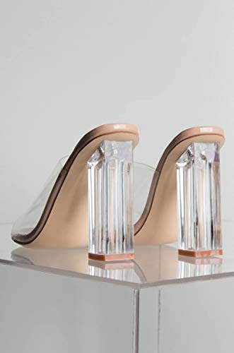 Image of Cape Robbin Fusion Chunky Block High Heels for Women, Transparent Booties for Women