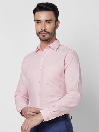 Image of Raymond Men Slim Fit Structure Pattern Pure Cotton Semi Cutaway Collar Full Sleeve Formal Shirt