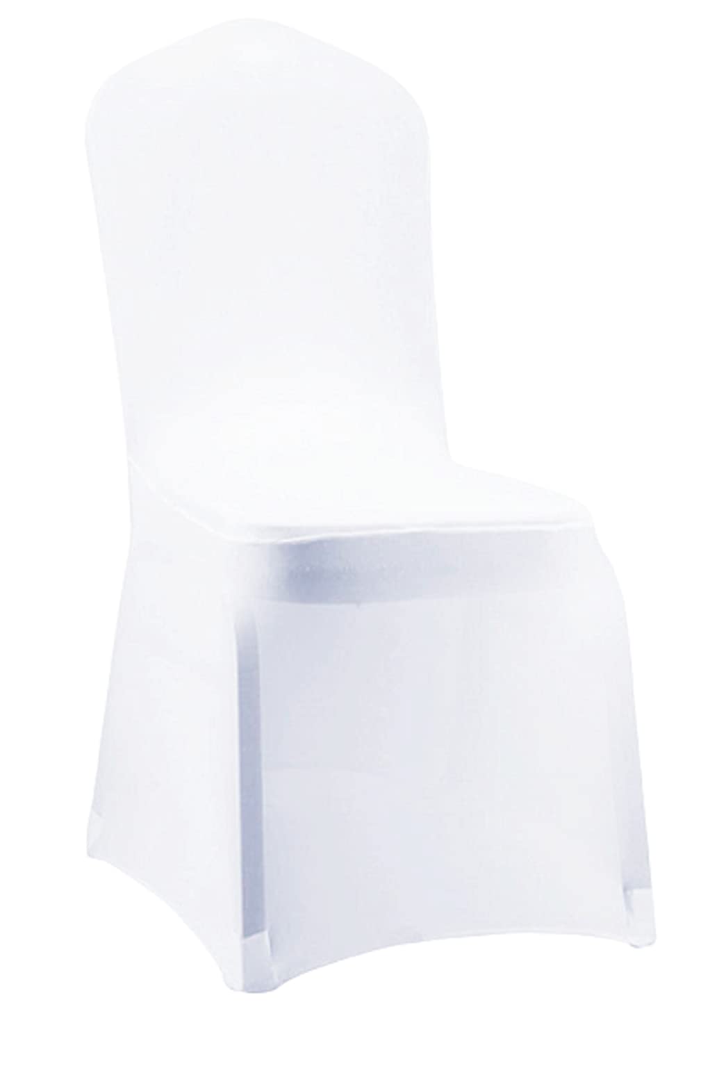 LL L&C®Spandex Lycra Chair Cover for Wedding Banquet Reception Party Event (White, Flat Front)