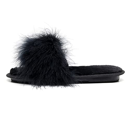 FAYUEKEY Faux Fur Slippers For Women Bride Wedding Open Toe Slippers House Outdoor Fuzzy Shoes2