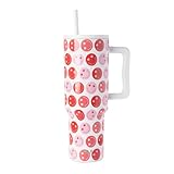 Simple Modern Valentine's Day 40 oz Tumbler with Handle and Straw Lid | Gifts for Her | Insulated Reusable Stainless Steel Water Bottle Travel Mug Cupholder Use | Trek Collection | Happy Heart Eyes