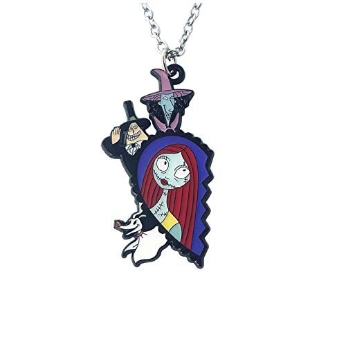 Dezhan 2 Pcs Halloween Nightmare Before Christmas Horror Necklace, Jack Sally Zero The Dog Oogie Boogi Pendant For Girls Women And Men #TOP2