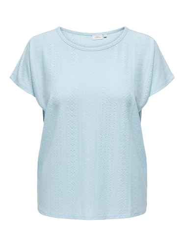 ONLY Carmakoma Camiseta suave de tejido fresco microtramado, cuello redondo con...