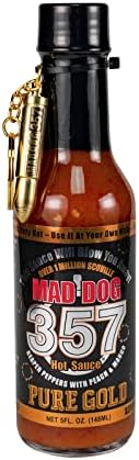 Mad Dog 357 Pure Gold Edition Hot Sauce| Over 1 Million Scoville - Carolina Reaper and Ghost Peppers - 2 of the Hottest Peppers - Mango Peach Edition