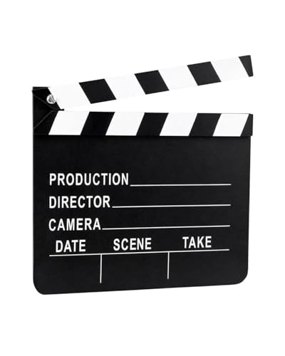 FUGLUS 1 claquete de cartão, 20 x 18 cm, claquete de diretor, tabela de registo de filmagens, cobertura rebatível para cenas, notas de cenário, capa apagável, acessório de filmagem (preto e branco)