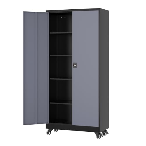 Metal Rolling Storage Cabinet-74.6” Tall Steel File Cabinets with...