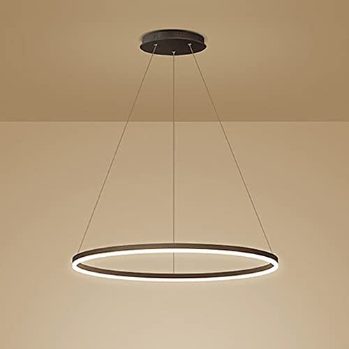 GESMOS Anillo único LED Luz Colgante Nórdico Moderno Círculo Lámpara de Araña Ajustable Lámparas Colgantes Para Sala De Estar Isla De Cocina Mesa De Comedor(40CM 25W,Brown, Warm White)