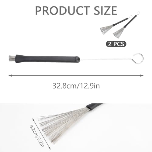 FERCAISH 2 x Drum Broom Jazz Broom Drum Brushes Retractable Drum Broom with Comfortable Rubber Handles Drum Bushes Sticks Retractable - Image 2