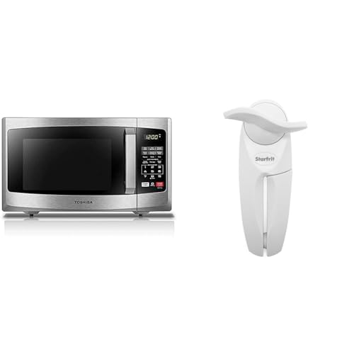 TOSHIBA ML-EM25P(SS)/CA Microwave Oven with Sound On/Off ECO Mode and LED Lighting & Starfrit Little Beaver Can Opener - Safe - Holds and Leaves No Sharp Edges on Lid - Comfort Grip