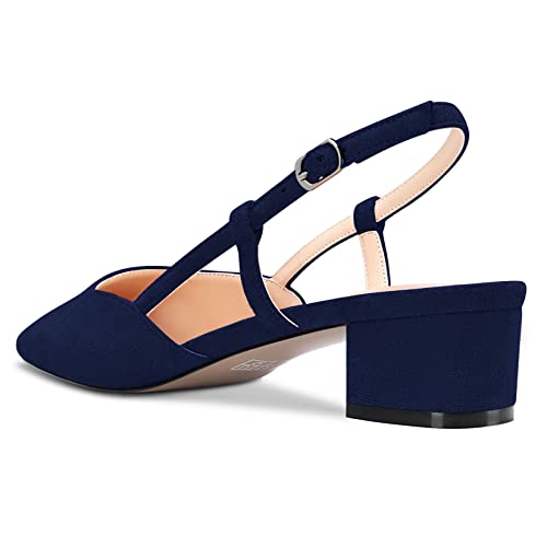 NobleOnly Women Chunky Block Low Kitten Heel Square Toe Sandals Slingback Slip-on Pumps Wedding Cute Shoes3