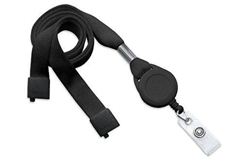 Brady People ID 2138-7001 Flat Tubular Lanyard with Breakaway and Slotted Reel and Clear Vinyl Strap, 5/8