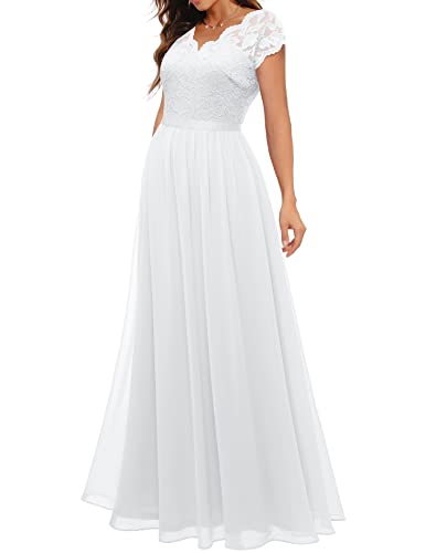 Daisyaner Damen Elegant Maxi Lang Abendkleid V-Ausschnitt Hochzeit Brautjungfernkleider – Bild 5
