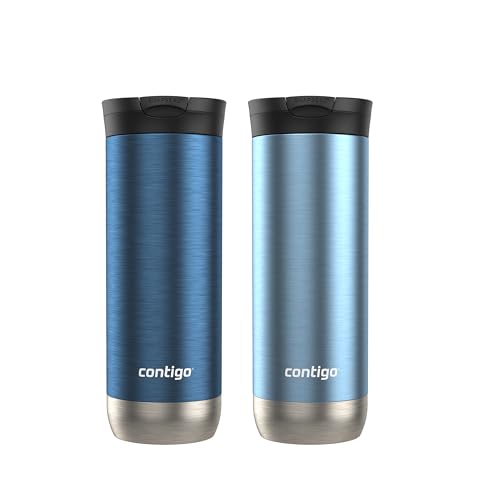 Image of Contigo Byron 2.0 Stainless Steel Travel Mug, 16 oz, 2-pack, Blueberry; Glacier