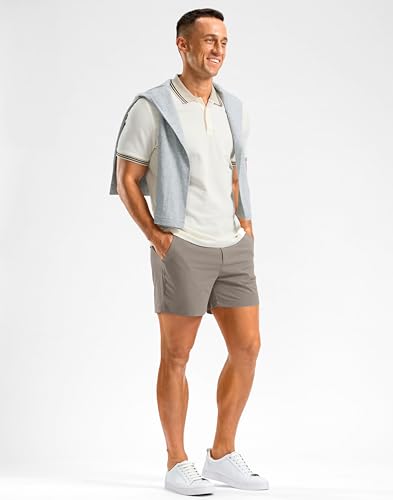 Soothfeel Men's Casual Shorts 5/7/9 Inch Golf Dress Shorts for Men Flat Front Work Lightweight Quick Dry with 4 Pockets Stone_Grey-L5_W33 — view 3
